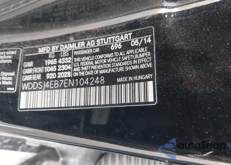 2014 Mercedes-Benz Cla 250 z USA, uszkodzony, nr VIN WDDSJ4EB7EN104248